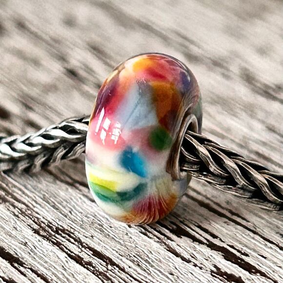 Summersday Artisan Trollbeads Style Trollstone Happy Colors Glitter Leaf NEW - Picture 2 of 10